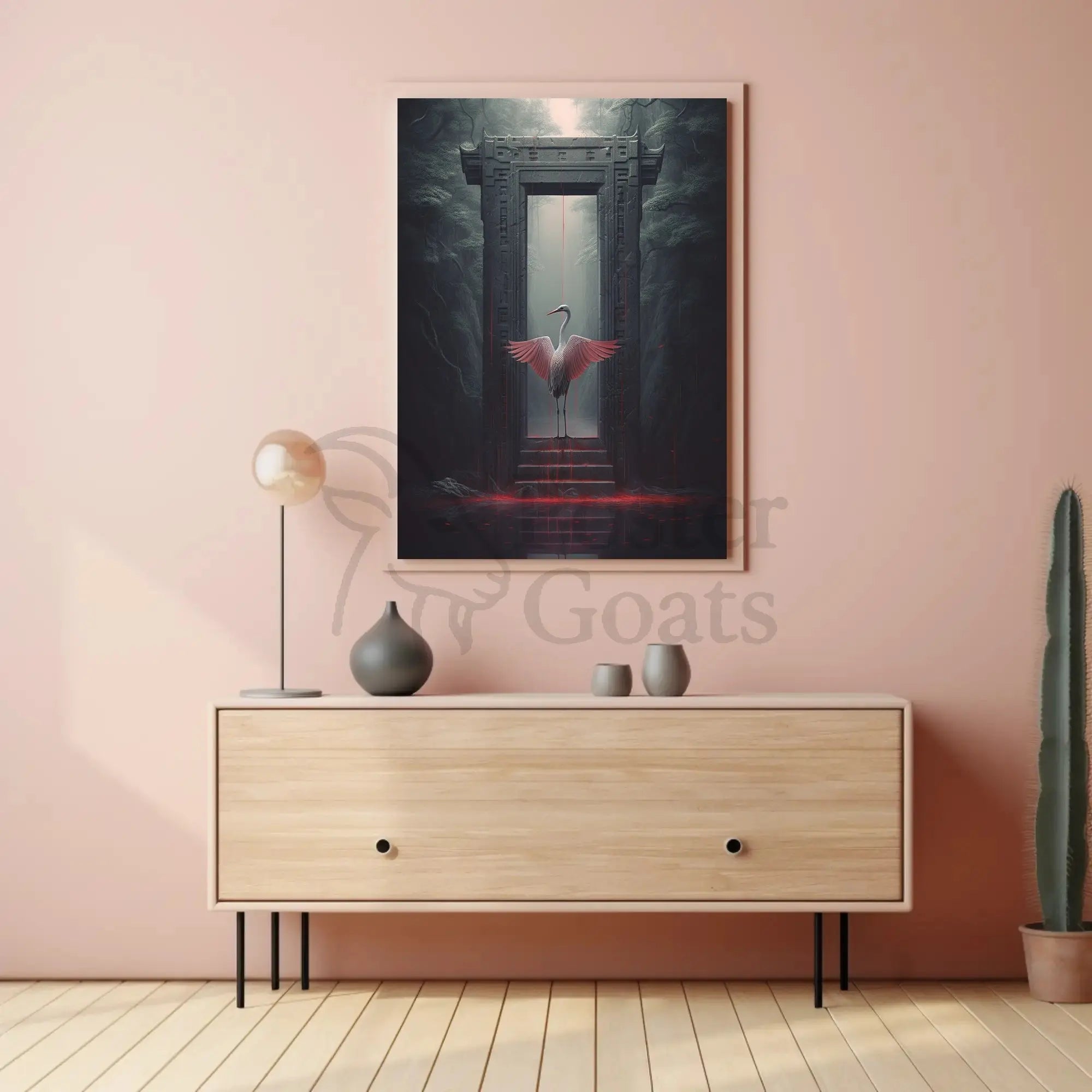 Mysterious Heron Fantasy Portal Animal Poster PosterGoat