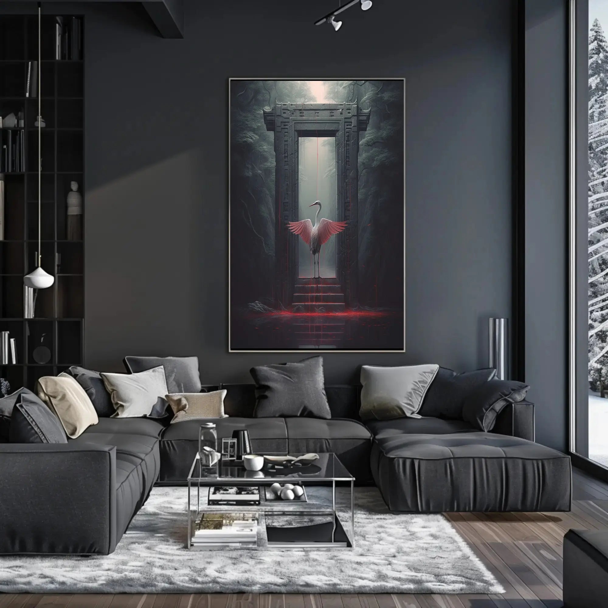 Mysterious Heron Fantasy Portal Animal Poster PosterGoat