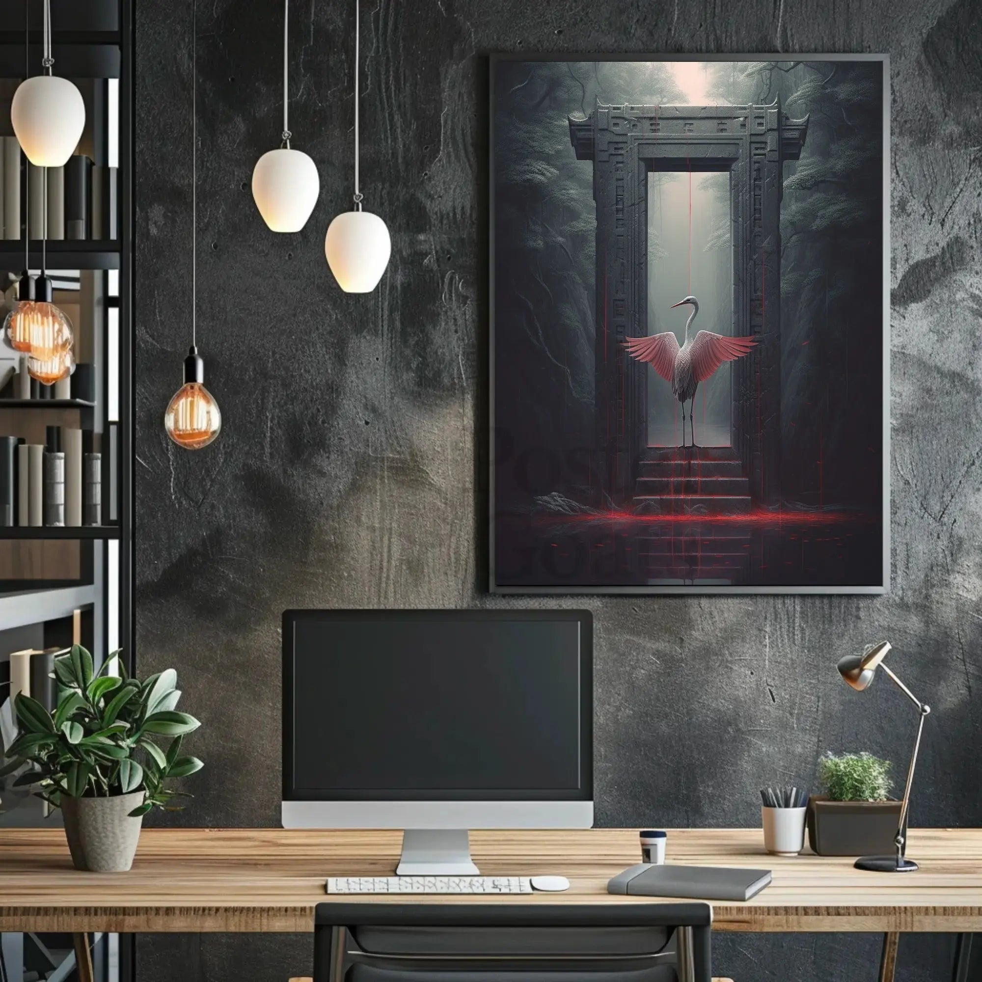 Mysterious Heron Fantasy Portal Animal Poster PosterGoat