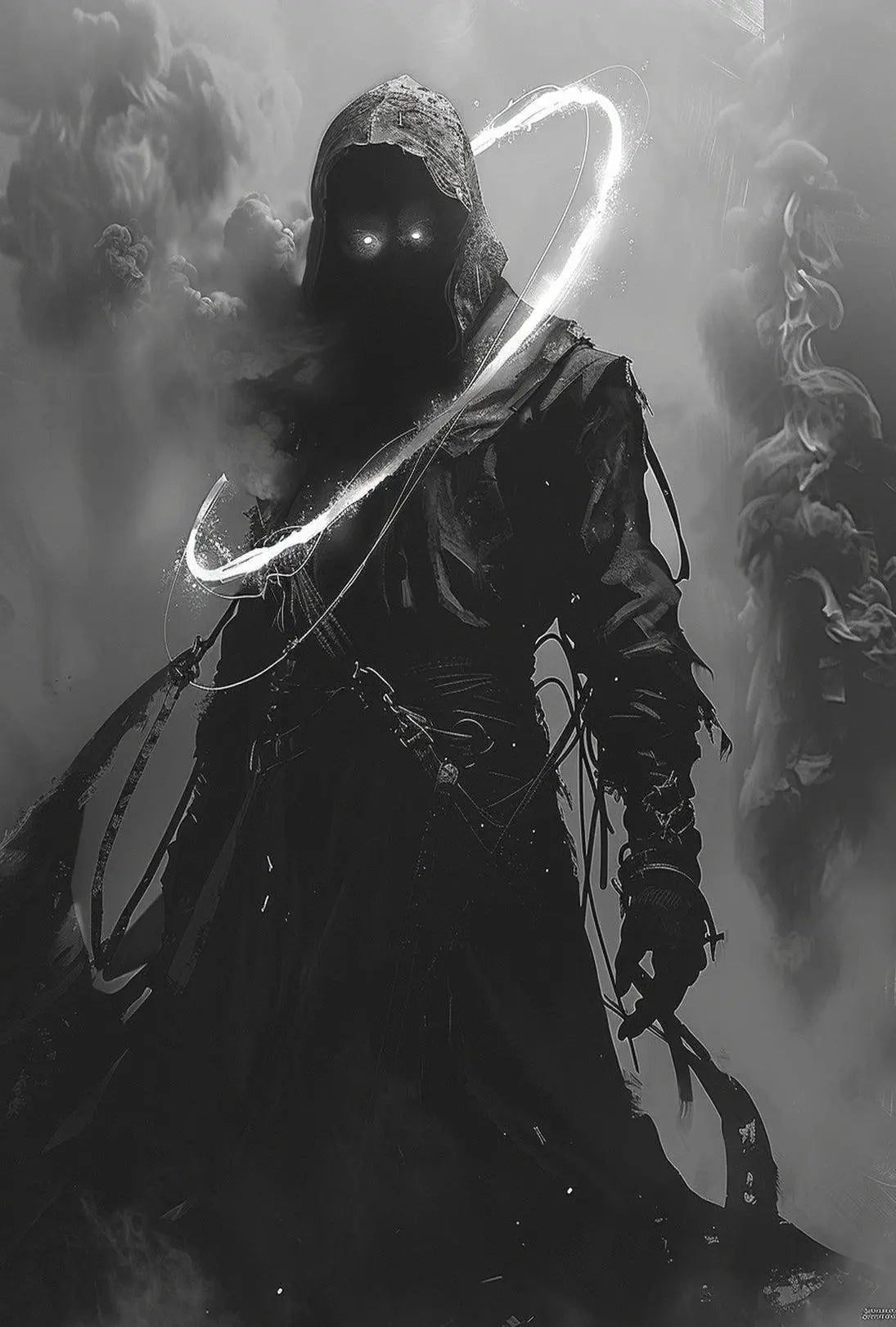 Mysterious Hooded Figure Fantasy Art Poster PosterGoat