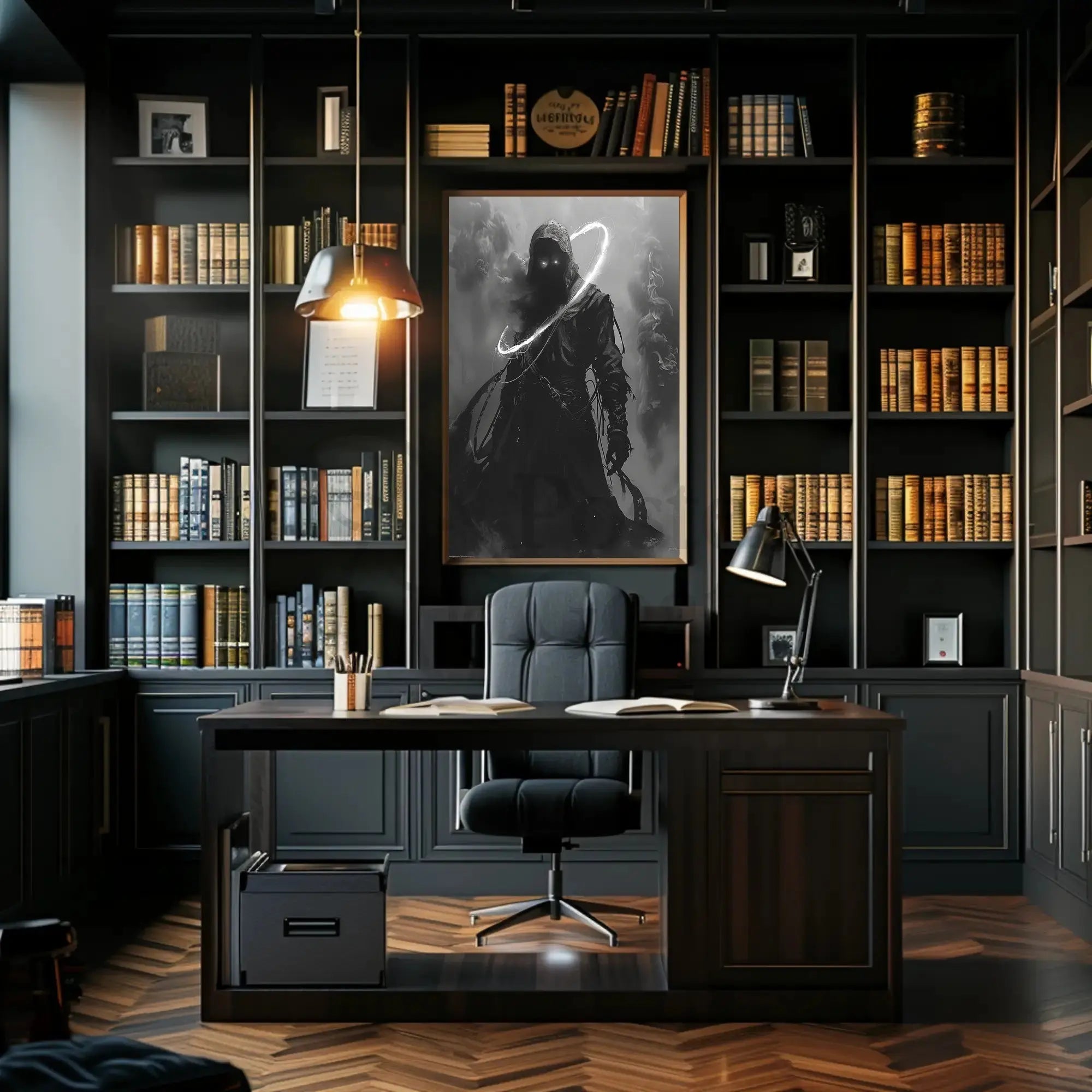 Mysterious Hooded Figure Fantasy Art Poster PosterGoat
