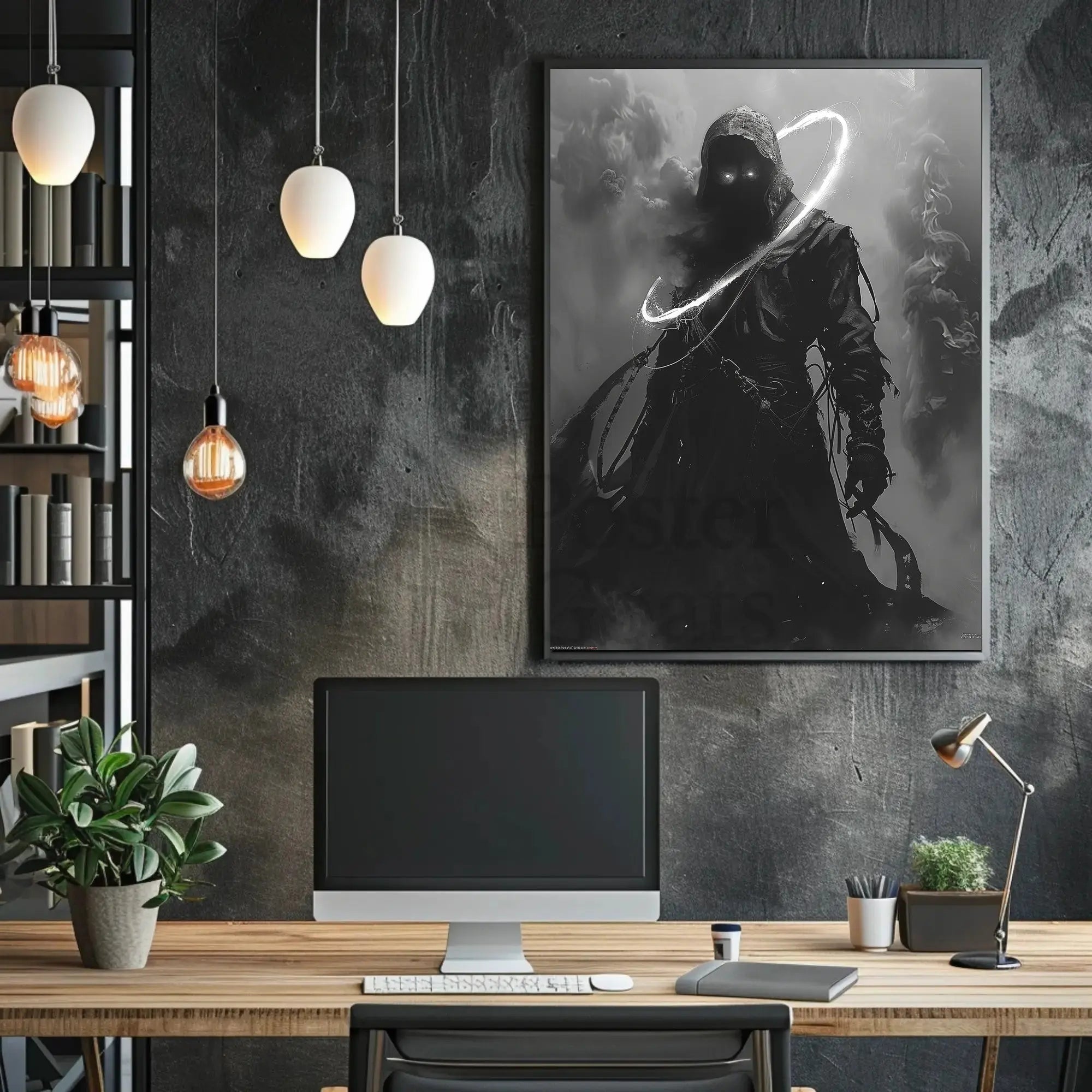 Mysterious Hooded Figure Fantasy Art Poster PosterGoat