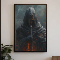 Mysterious Hooded Figure Travel Poster for Adventure Seekers PosterGoat