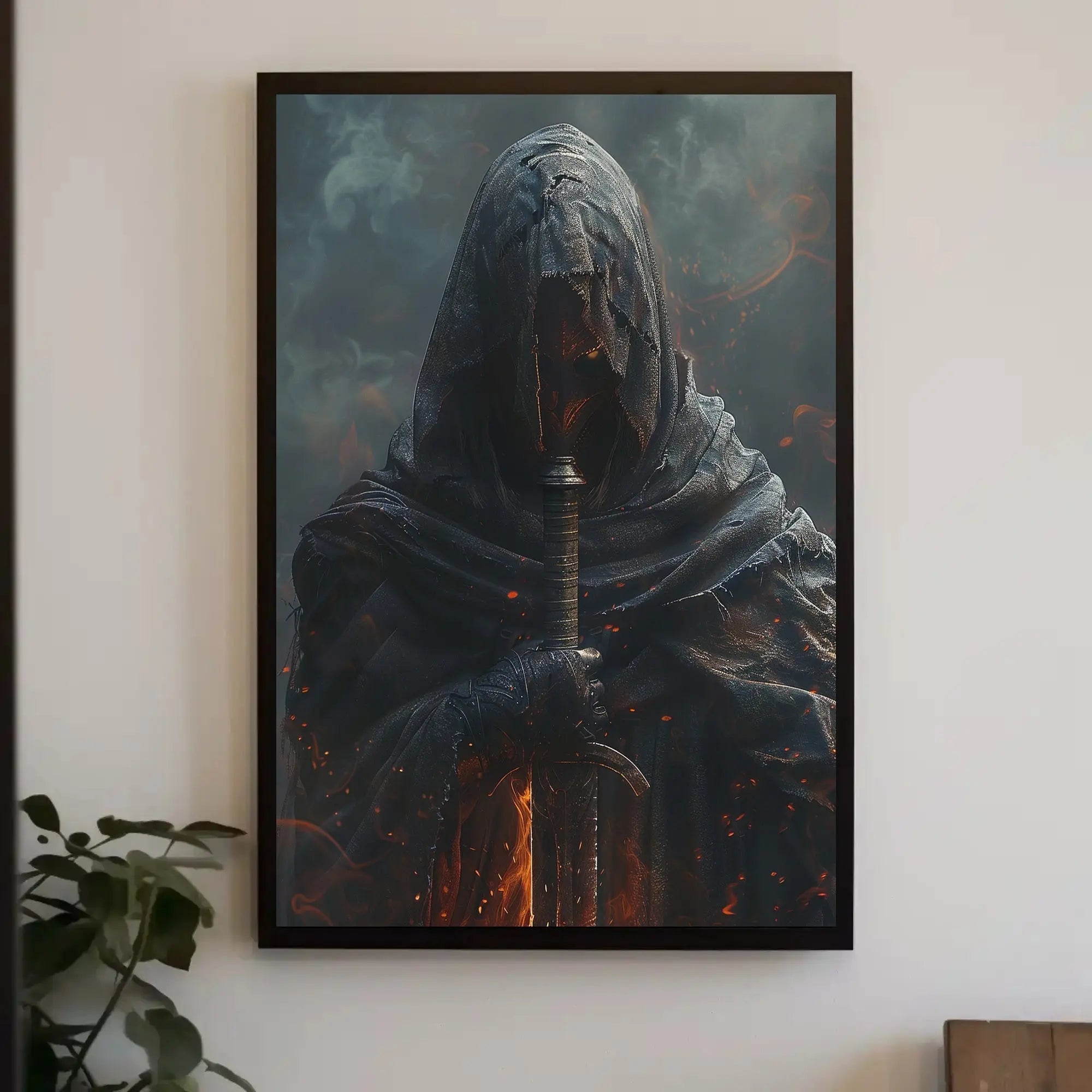 Mysterious Hooded Figure Travel Poster for Adventure Seekers PosterGoat