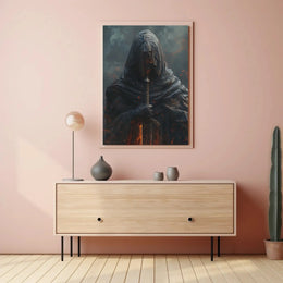 Mysterious Hooded Figure Travel Poster for Adventure Seekers PosterGoat