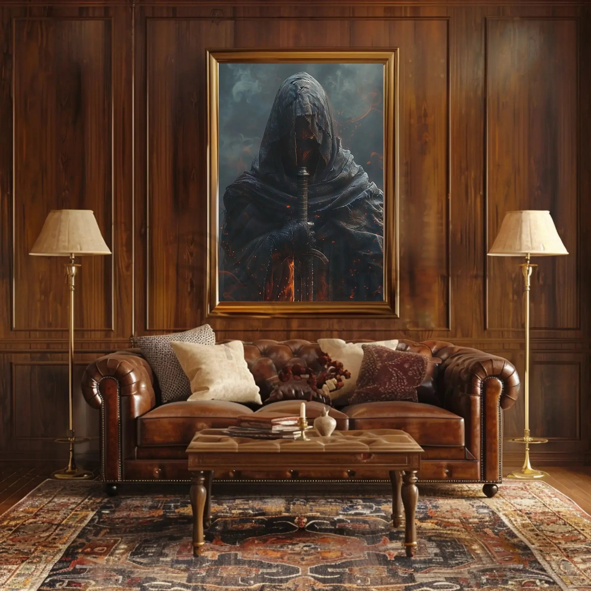 Mysterious Hooded Figure Travel Poster for Adventure Seekers PosterGoat