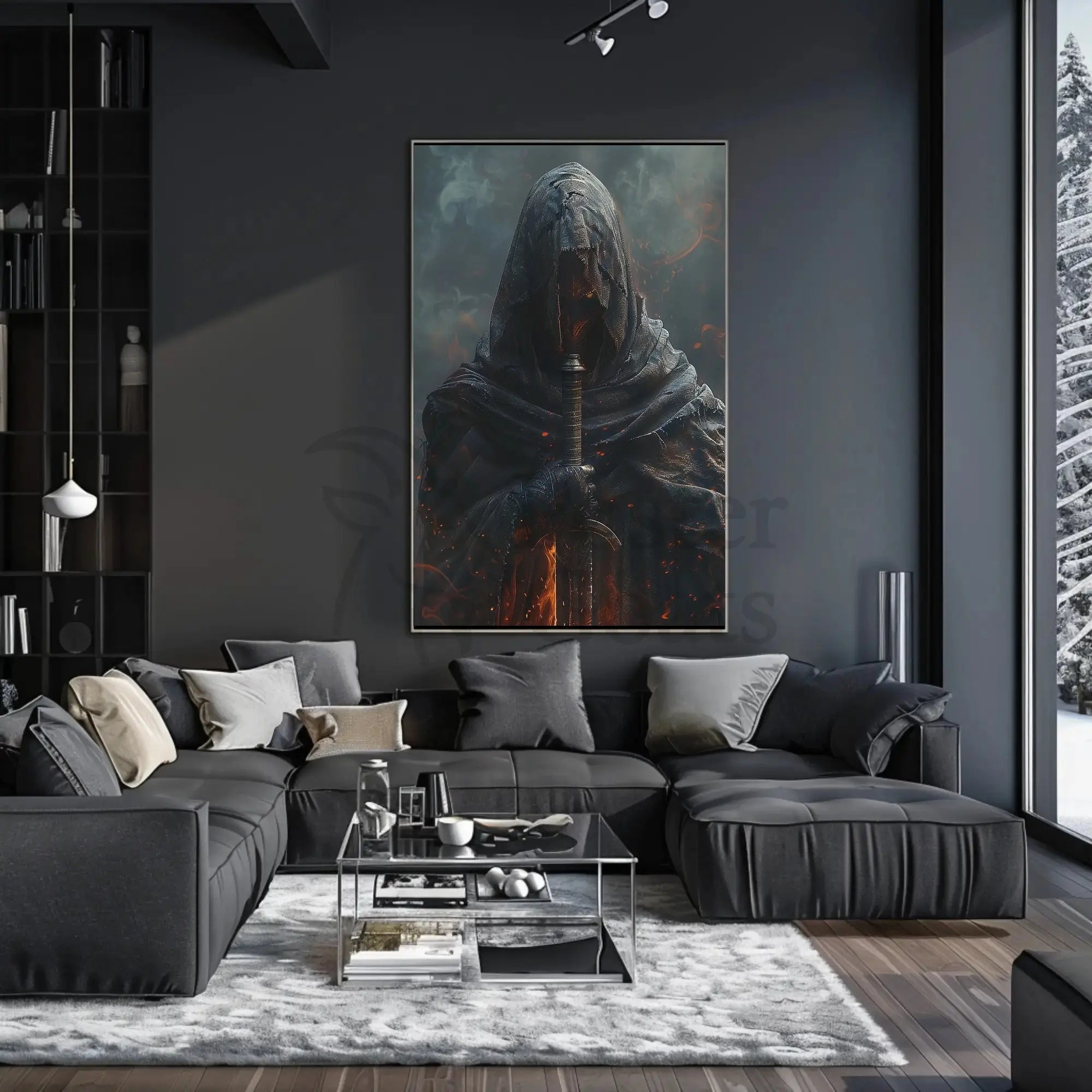 Mysterious Hooded Figure Travel Poster for Adventure Seekers PosterGoat