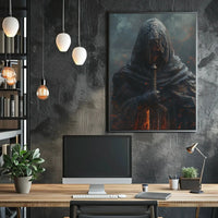 Mysterious Hooded Figure Travel Poster for Adventure Seekers PosterGoat