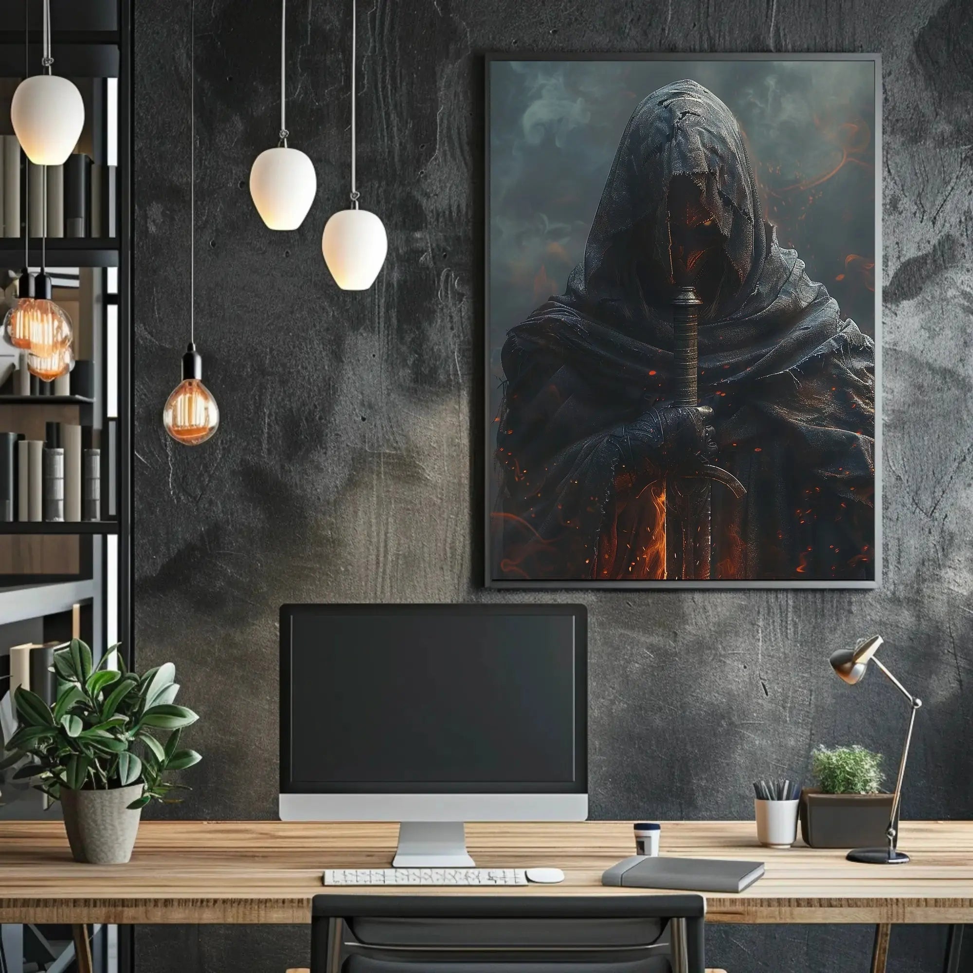 Mysterious Hooded Figure Travel Poster for Adventure Seekers PosterGoat