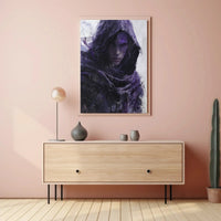 Mysterious Hooded Figure in Dark Fantasy Adventure Poster PosterGoat