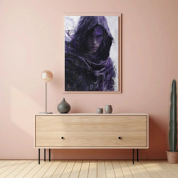Mysterious Hooded Figure in Dark Fantasy Adventure Poster PosterGoat
