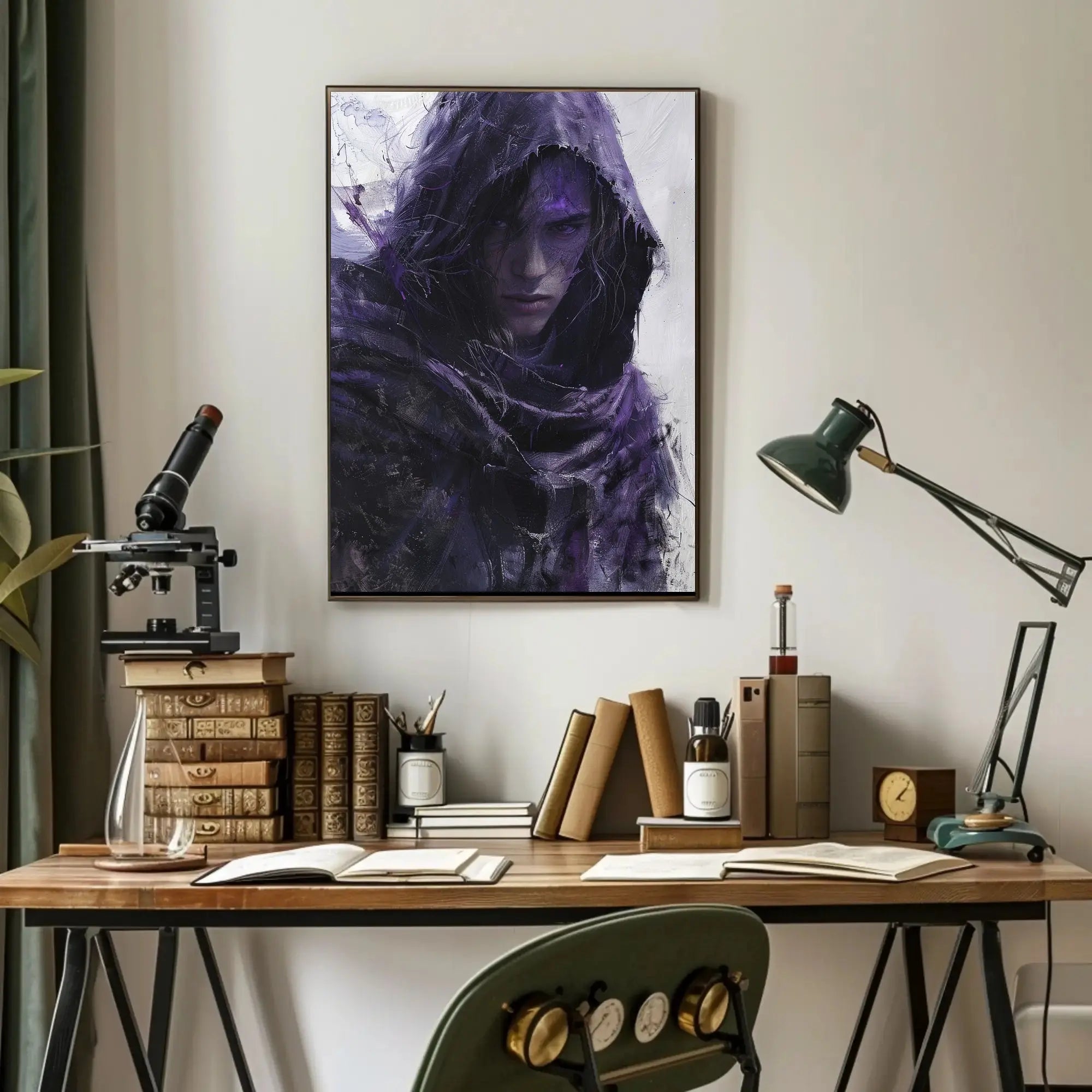 Mysterious Hooded Figure in Dark Fantasy Adventure Poster PosterGoat