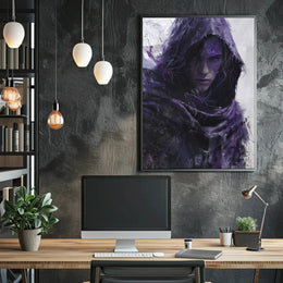 Mysterious Hooded Figure in Dark Fantasy Adventure Poster PosterGoat