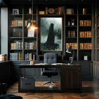Mysterious Hooded Figure in Dark Swamp Artistic Poster PosterGoat