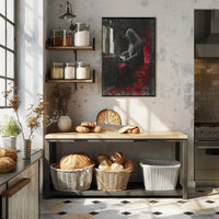 Mysterious Hooded Figure in Somber Study Artistic Poster PosterGoat