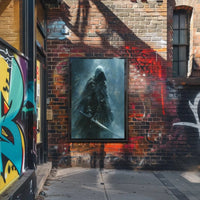 Mysterious Knight in Misty Fantasy Realm Art Poster PosterGoat