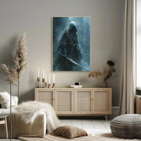 Mysterious Knight in Misty Fantasy Realm Art Poster PosterGoat