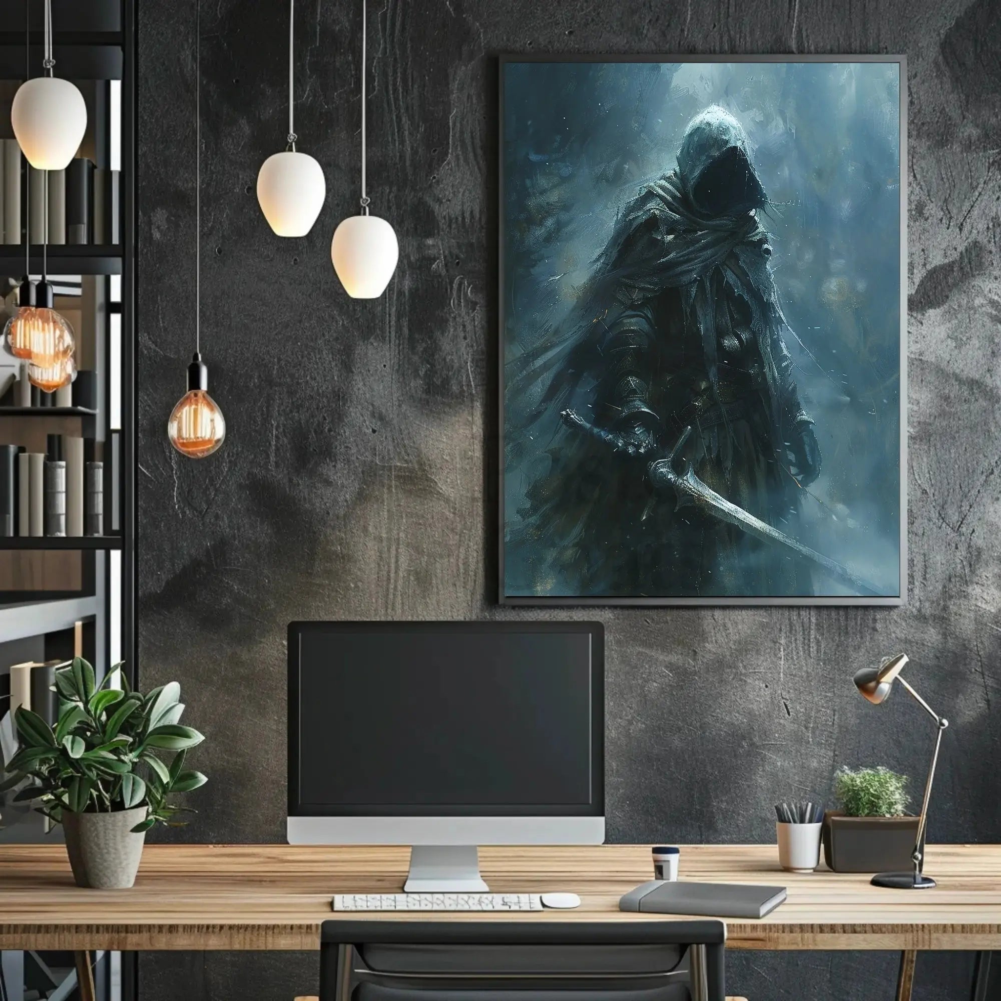 Mysterious Knight in Misty Fantasy Realm Art Poster PosterGoat