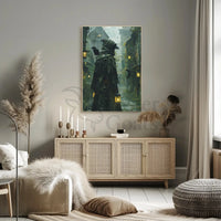 Mysterious Medieval Lantern Bearer Artistic Fantasy Poster PosterGoat