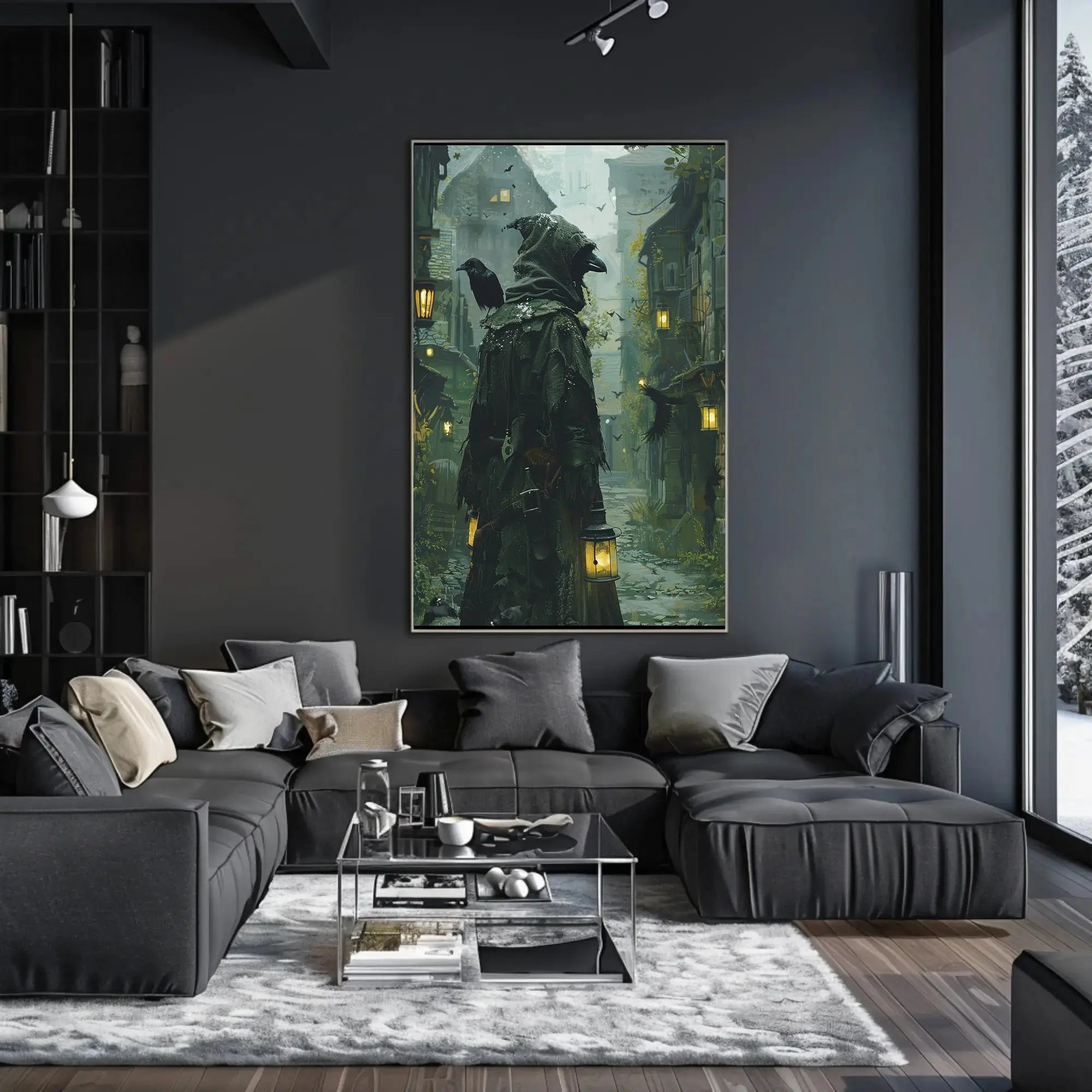Mysterious Medieval Lantern Bearer Artistic Fantasy Poster PosterGoat