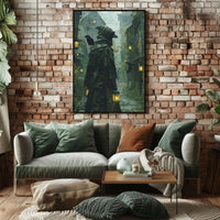 Mysterious Medieval Lantern Bearer Artistic Fantasy Poster PosterGoat