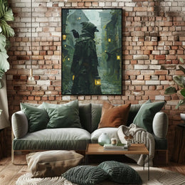 Mysterious Medieval Lantern Bearer Artistic Fantasy Poster PosterGoat
