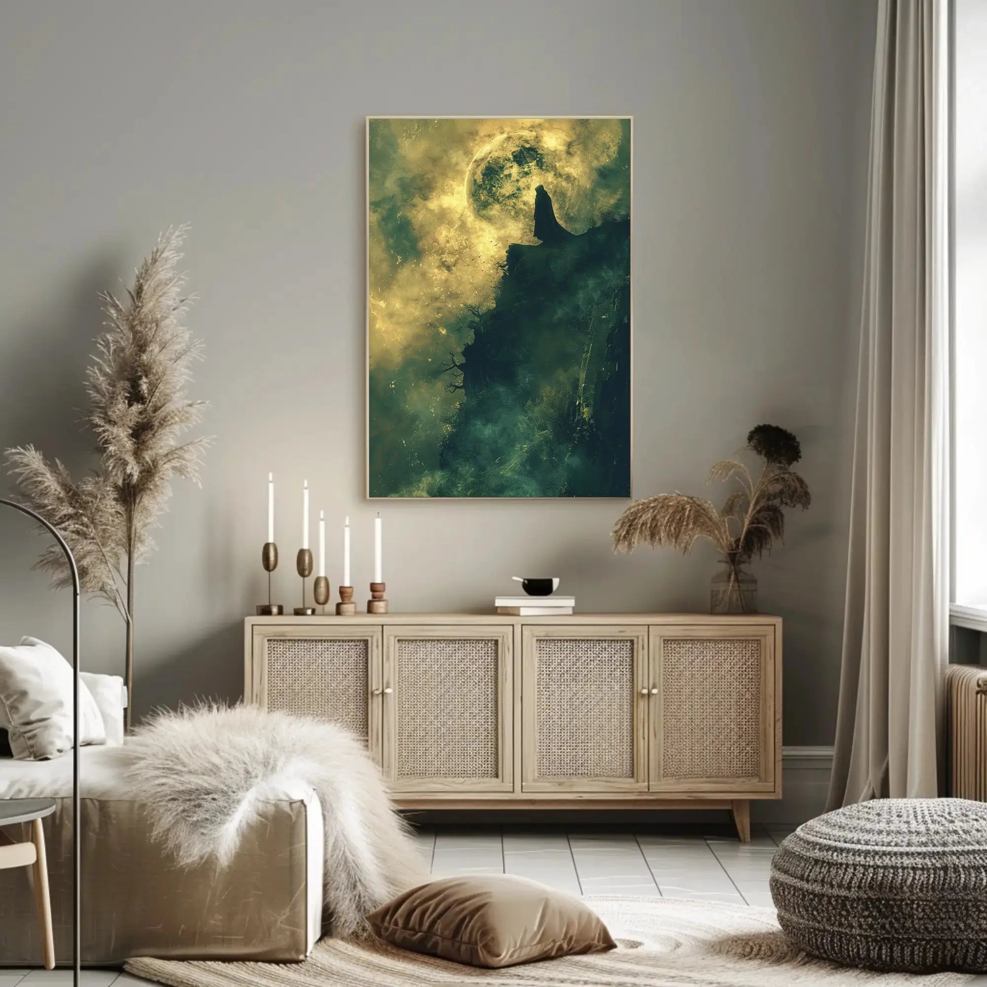 Mysterious Moonlit Cliff Fantasy Artistic or Pop Culture Poster PosterGoat