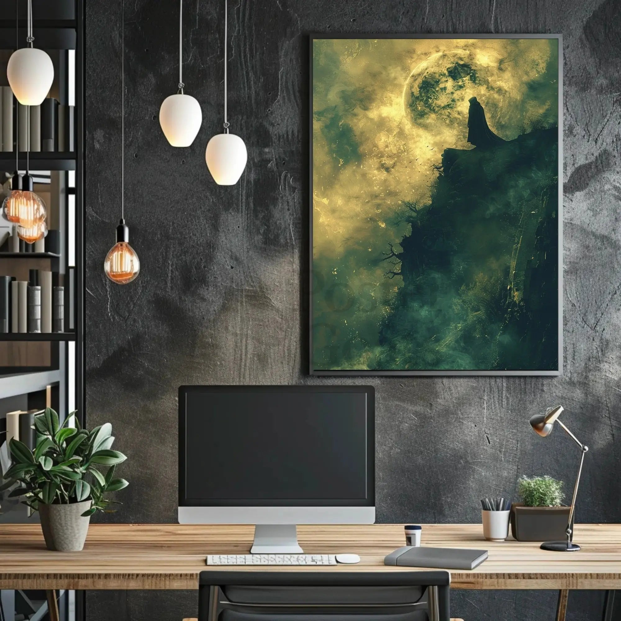 Mysterious Moonlit Cliff Fantasy Artistic or Pop Culture Poster PosterGoat