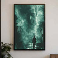 Mysterious Noir Scene in Dimly Lit Street Artistic Poster PosterGoat