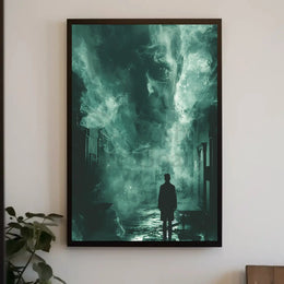 Mysterious Noir Scene in Dimly Lit Street Artistic Poster PosterGoat