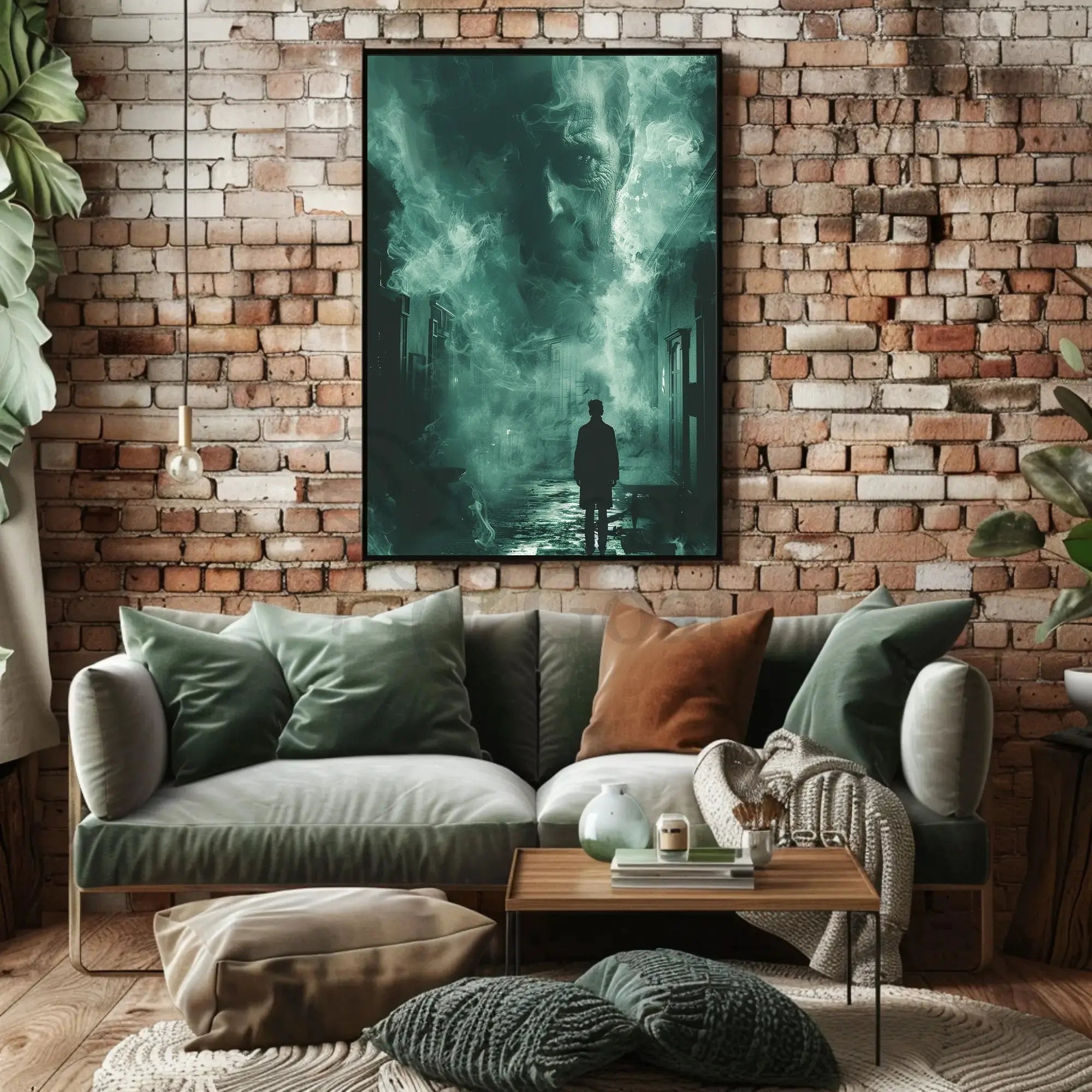 Mysterious Noir Scene in Dimly Lit Street Artistic Poster PosterGoat