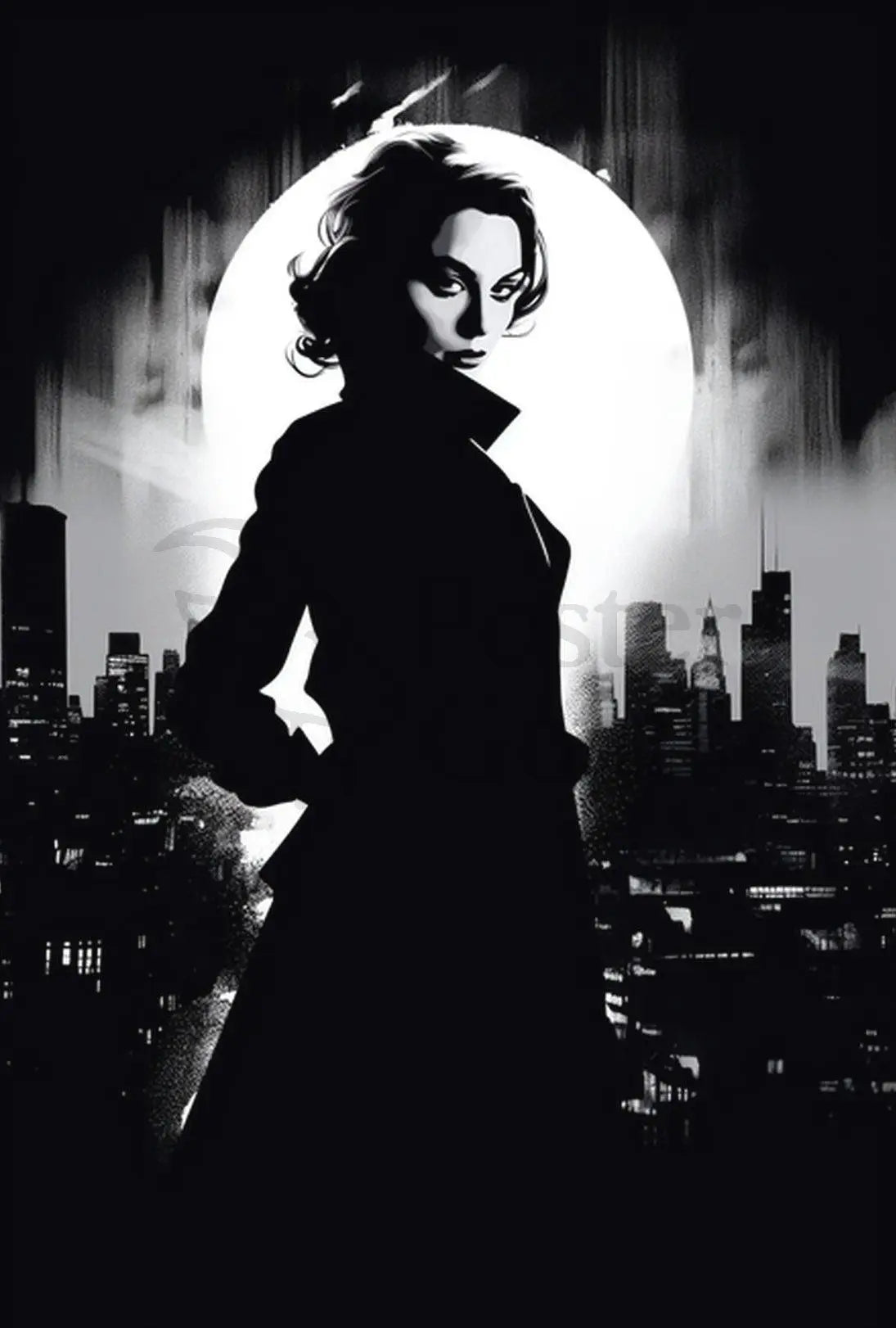 Mysterious Noir Urban Silhouette Classic Detective Story Poster PosterGoat