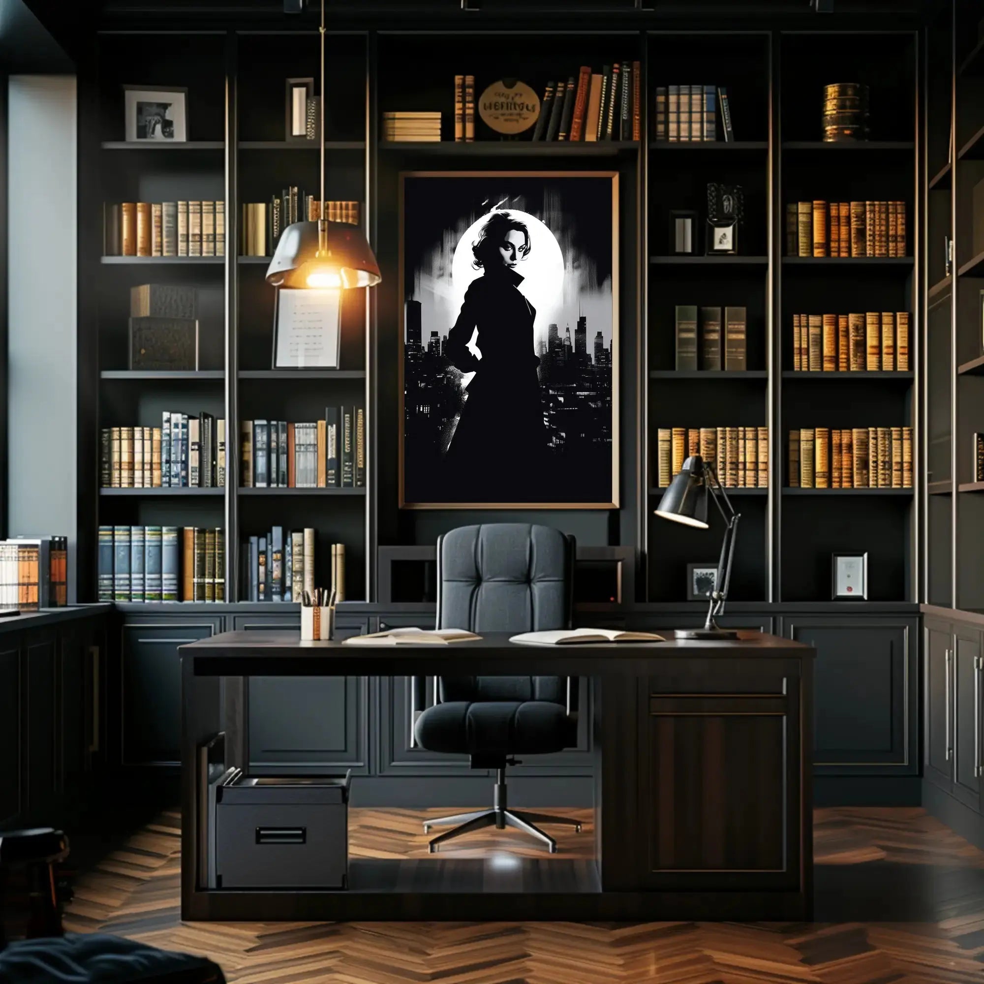 Mysterious Noir Urban Silhouette Classic Detective Story Poster PosterGoat