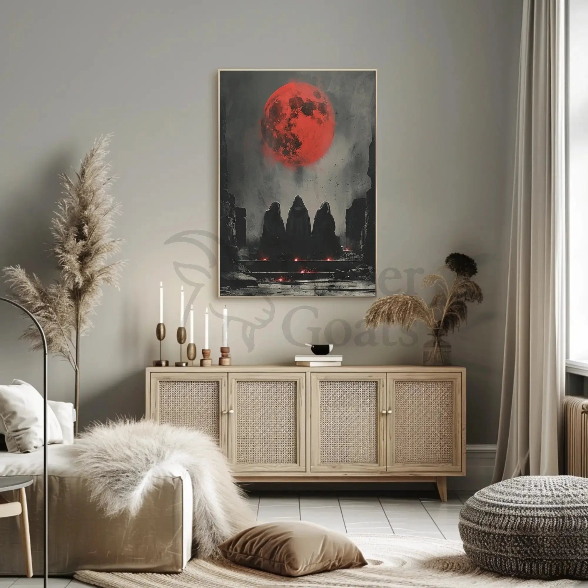 Mysterious Red Moon Fantasy Gothic Art Poster PosterGoat