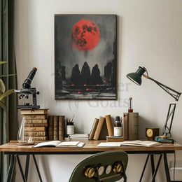 Mysterious Red Moon Fantasy Gothic Art Poster PosterGoat
