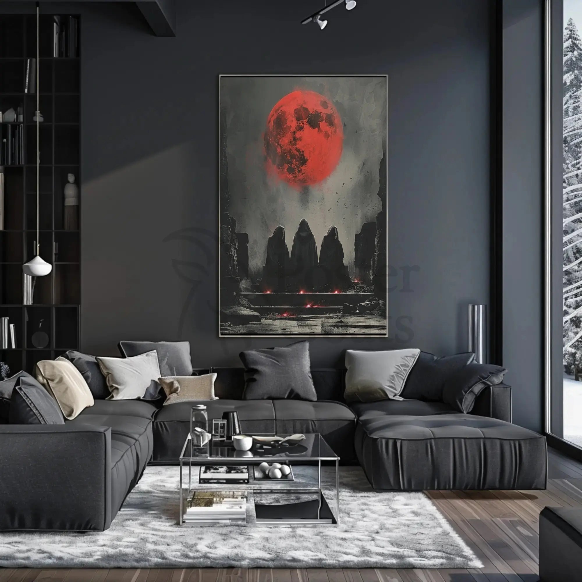 Mysterious Red Moon Fantasy Gothic Art Poster PosterGoat
