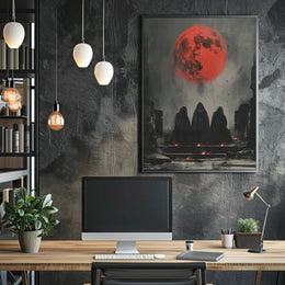Mysterious Red Moon Fantasy Gothic Art Poster PosterGoat