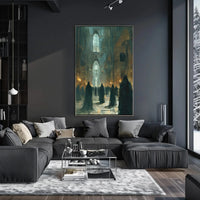 Mysterious Ritual Gathering in Grand Gothic Hall Poster PosterGoat