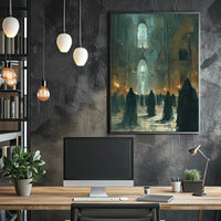 Mysterious Ritual Gathering in Grand Gothic Hall Poster PosterGoat