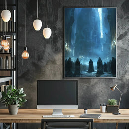 Mysterious Ritual in Gothic Cathedral - Artistic Poster PosterGoat