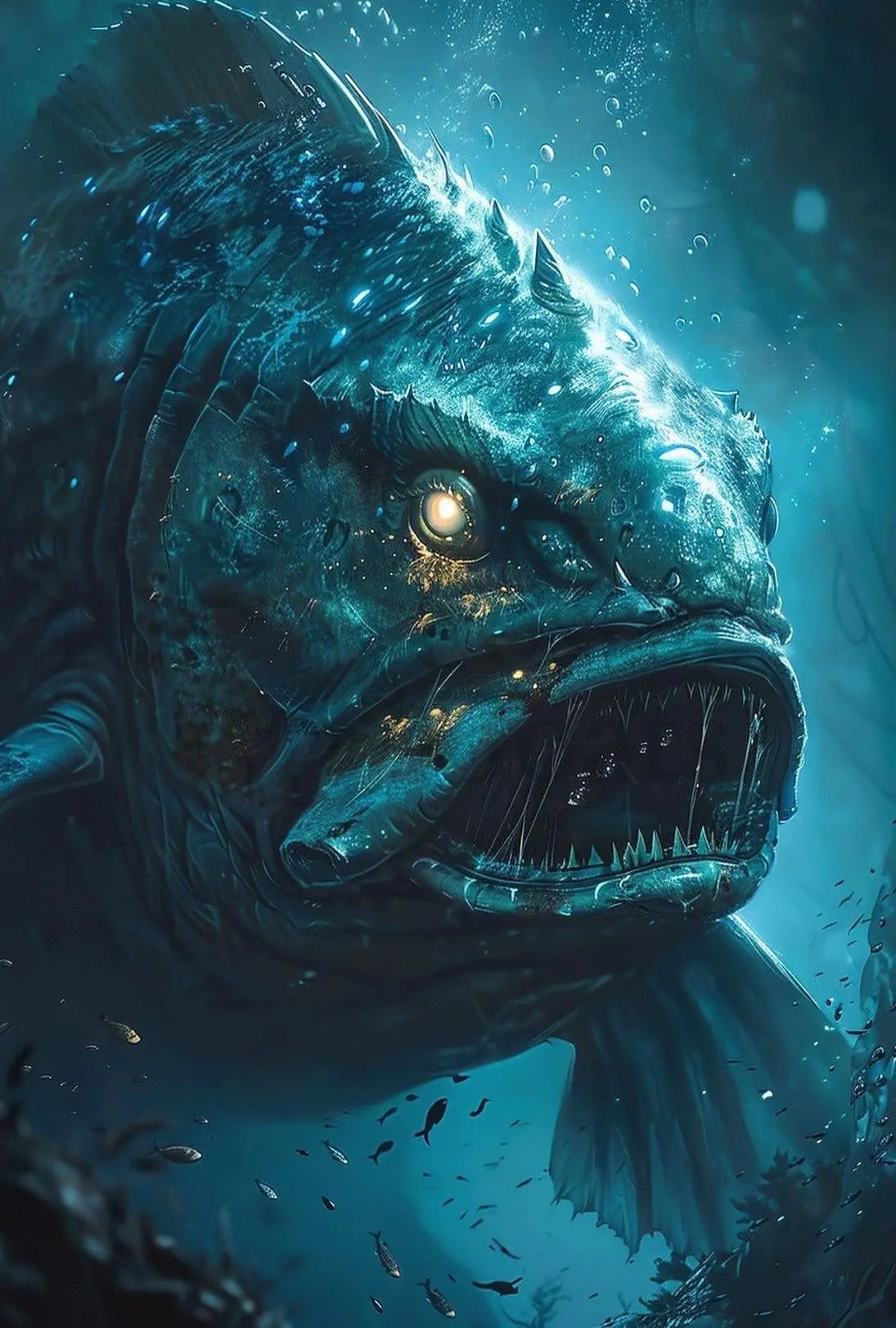 Mysterious Sea Monster Lurks in Abyss Futuristic Sci-Fi Poster PosterGoat