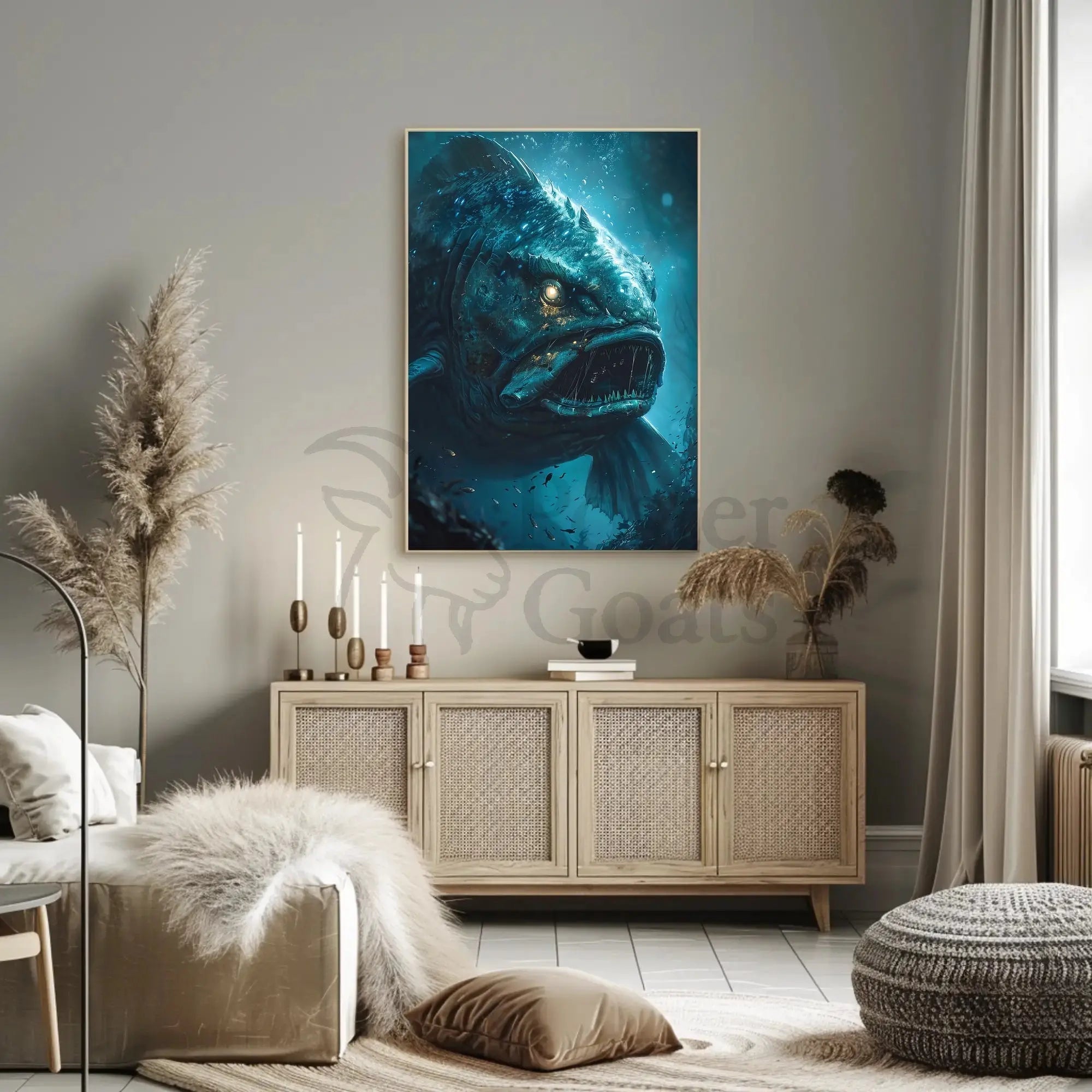 Mysterious Sea Monster Lurks in Abyss Futuristic Sci-Fi Poster PosterGoat