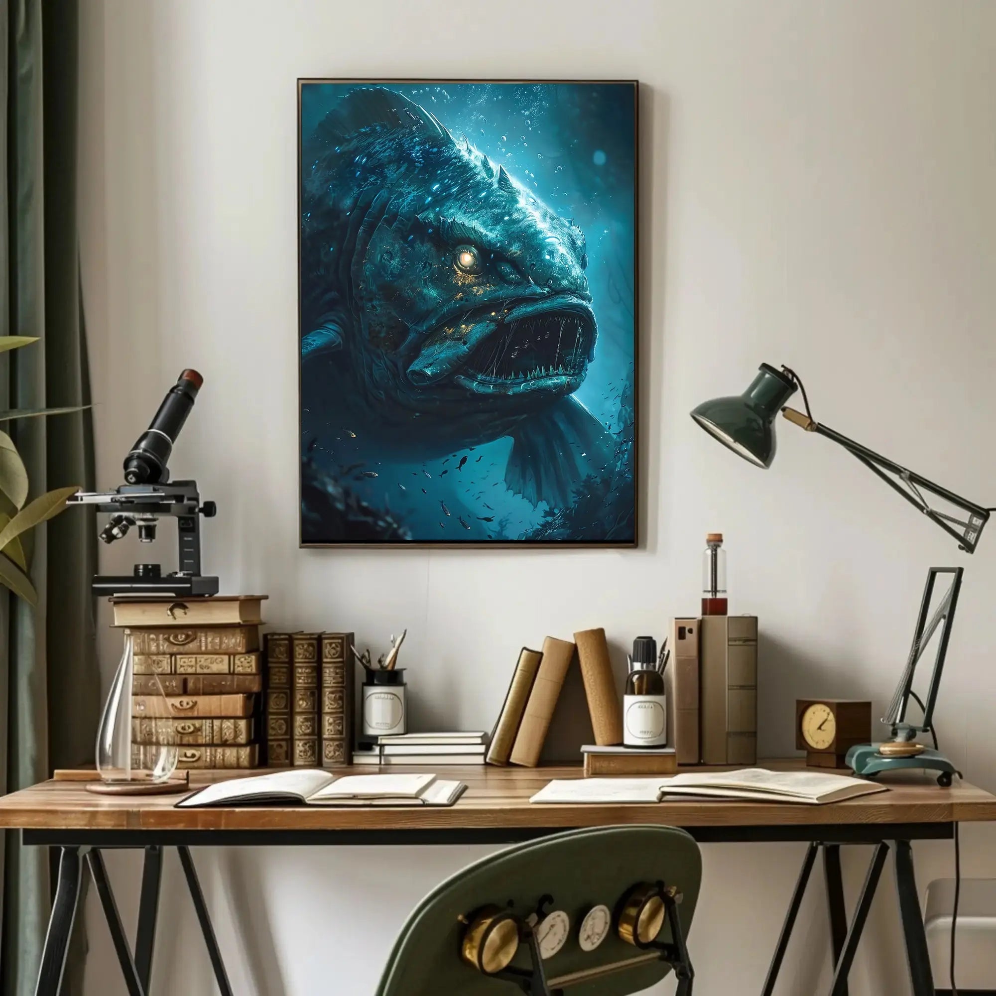 Mysterious Sea Monster Lurks in Abyss Futuristic Sci-Fi Poster PosterGoat