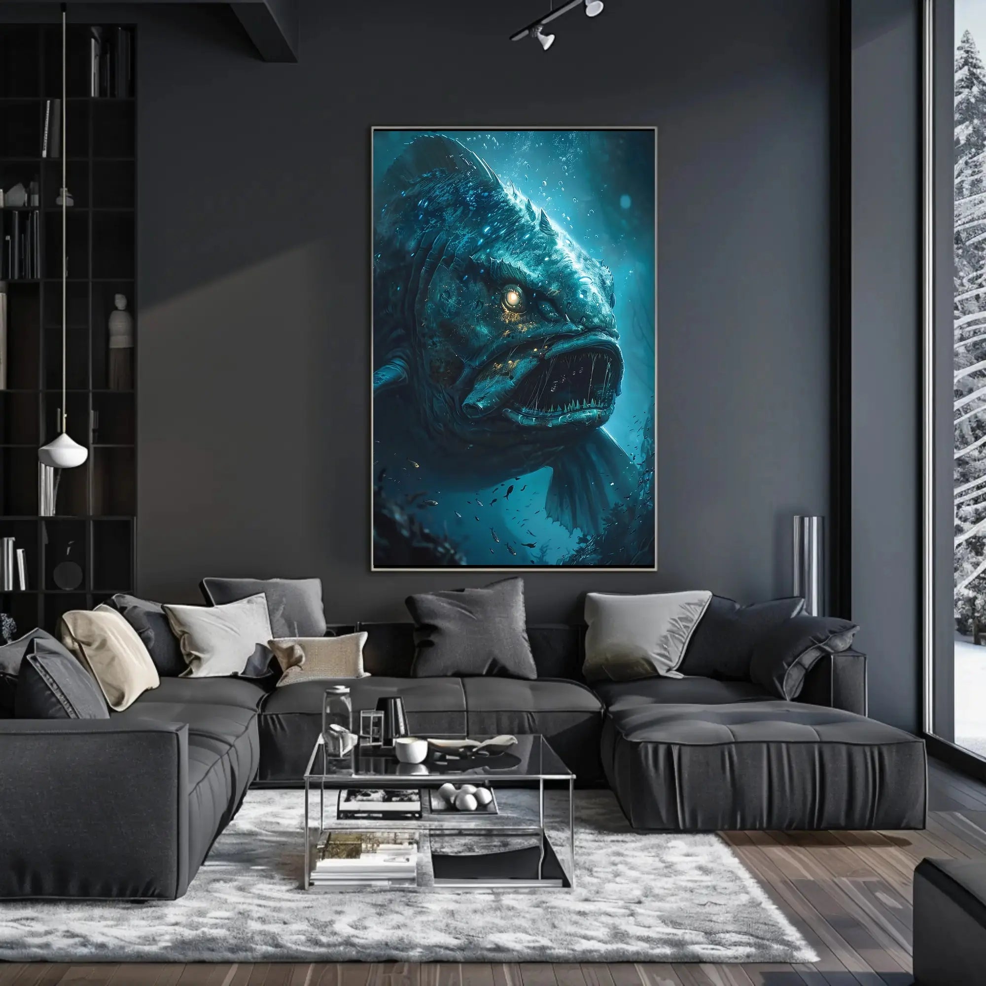 Mysterious Sea Monster Lurks in Abyss Futuristic Sci-Fi Poster PosterGoat