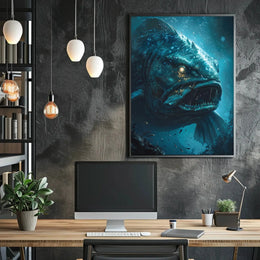 Mysterious Sea Monster Lurks in Abyss Futuristic Sci-Fi Poster PosterGoat