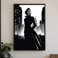 Mysterious Woman Noir Cityscape Artistic Poster PosterGoat