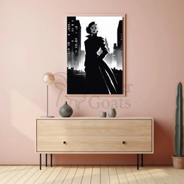 Mysterious Woman Noir Cityscape Artistic Poster PosterGoat