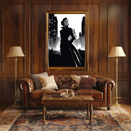 Mysterious Woman Noir Cityscape Artistic Poster PosterGoat