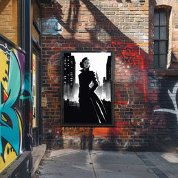 Mysterious Woman Noir Cityscape Artistic Poster PosterGoat
