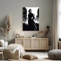 Mysterious Woman Noir Cityscape Artistic Poster PosterGoat
